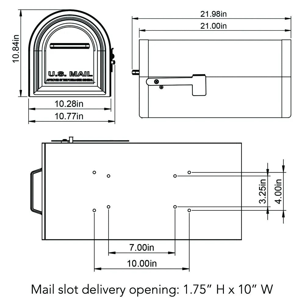 Amerikaanse brievenbus / US mailbox met slot Reliant Wit