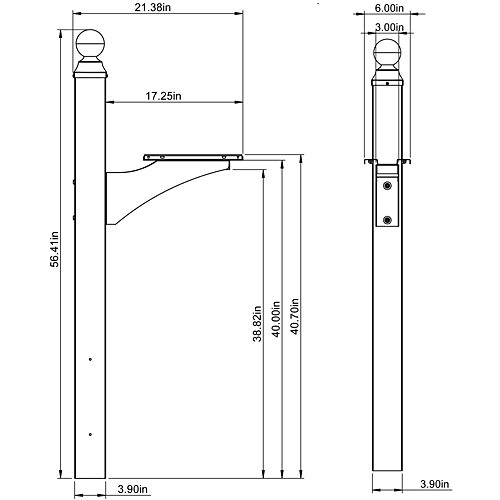 Amerikaanse Brievenbus grondpaal Landover Zwart